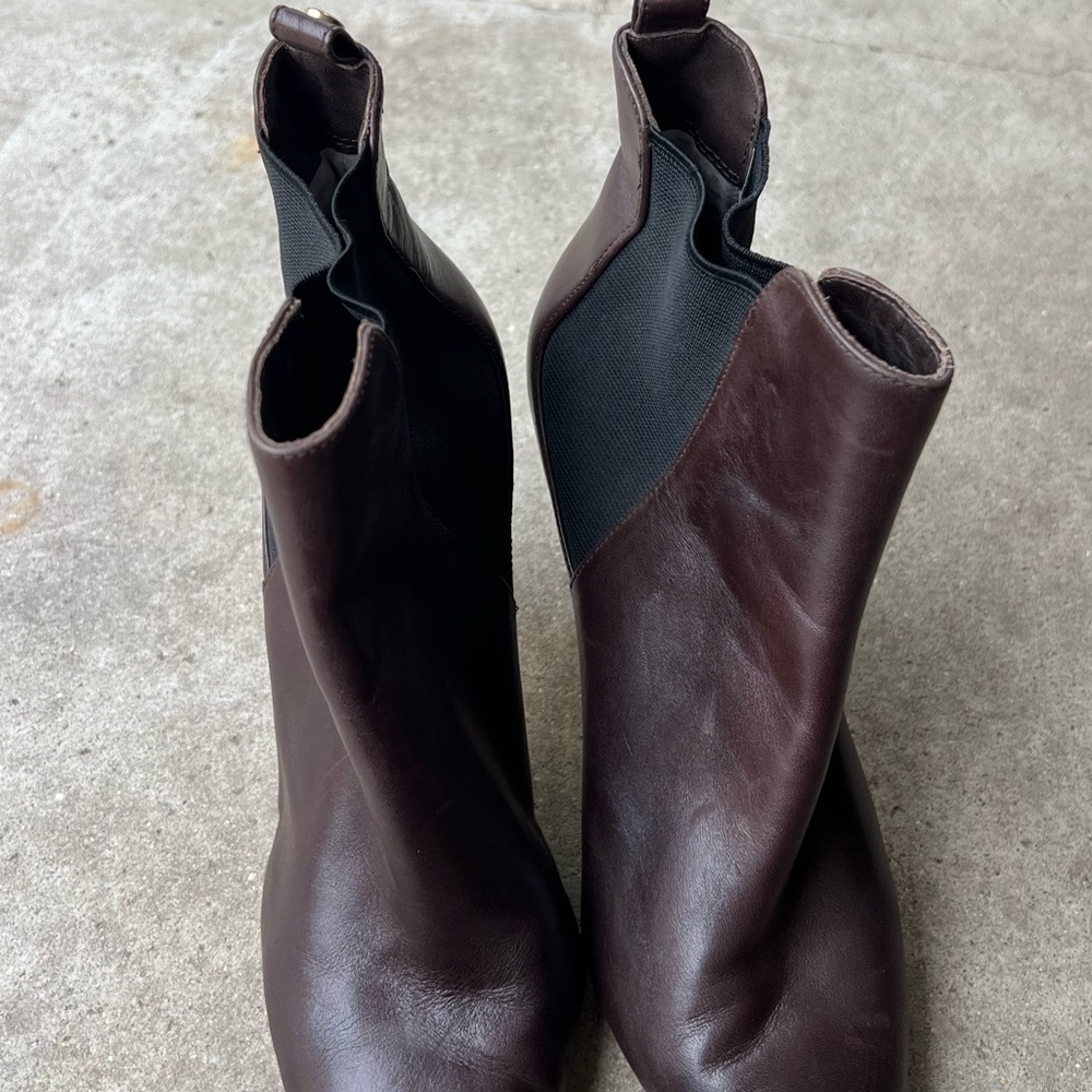 Michael Kors Leather Asbury Pointed Toe Leather Bootie Brown Women Sz 8 - Picture 13 of 16